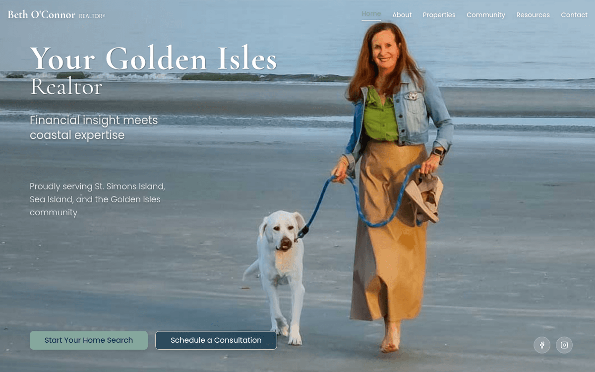 Beth O'Connor Real Estate — Golden Isles REALTOR website built by CustomBizSite