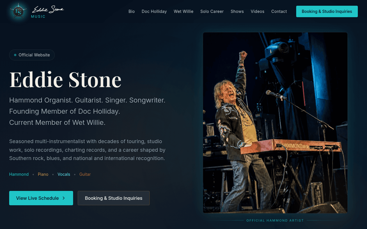 Eddie Stone Music — official musician website built by CustomBizSite