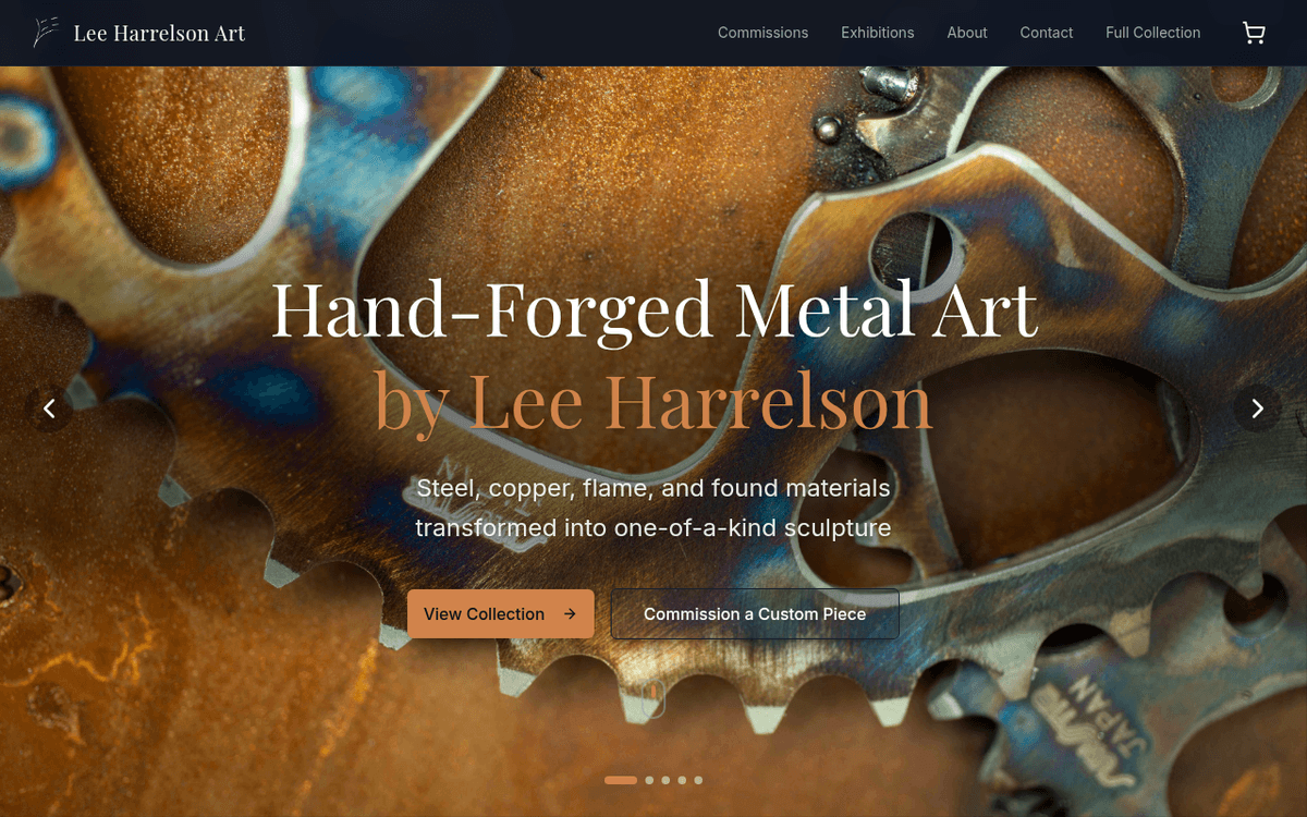 Metal Art by Lee Harrelson — artist portfolio and e-commerce website built by CustomBizSite